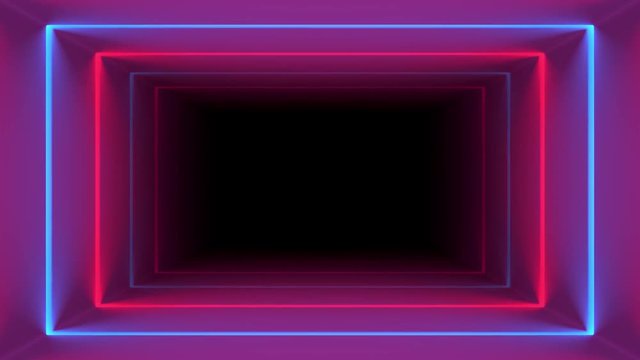 3d abstract geometric endless dark tunnel  move background, loop animation