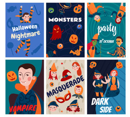 Flat Halloween Cards Collection