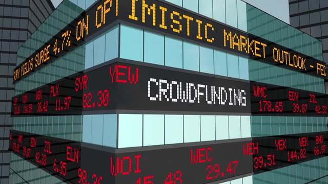 Crowdfunding Business Capital Raising Funds Stock Market Ticker 3d Animation