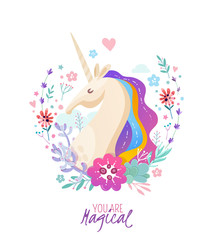 Magical Poster With Unicorn Portrait 