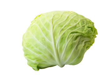 Fototapeta premium Green cabbage isolated on white background, clipping path included