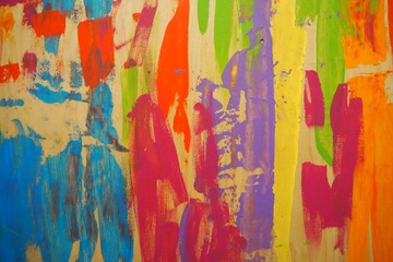 Wood texture painted with blue, red, green, purple paint. Blue painted wood. Painted wood background. Colorful wood wall