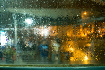 Raining to glass and background
