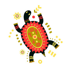 Obraz premium Vector illustration of turtle decorated with ethnic patterns.