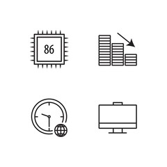 business simple outlined icons set