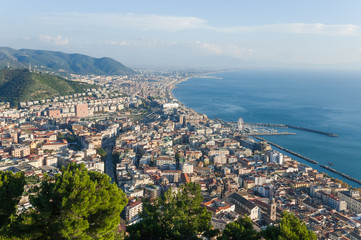 Obraz premium Panoramic view of the gulf from the top of the castle Arechi