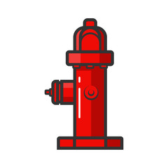 Red fire hydrant.Outline icon.