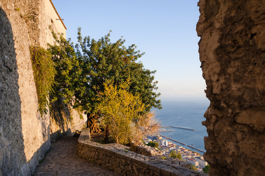 Panoramic view of the gulf from the top of the castle Arechi
