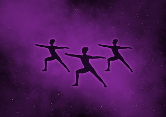 Magic yoga class illustration ( virabhadrasana pose)