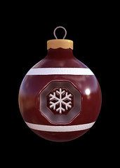 3d rendering of christmas ball on black background