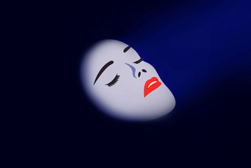 Beautiful illustration of woman's face in the light coming through the darkness