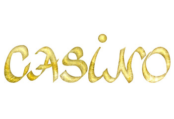 Signboard for a casino on white background