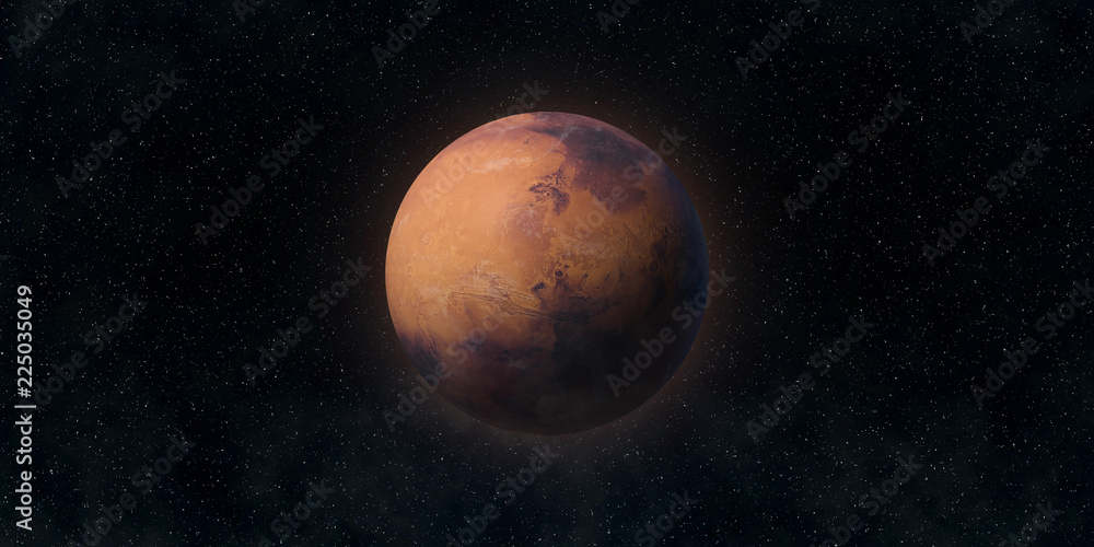 Wall mural red planet mars. astronomy and science concept. elements of this image furnished by nasa