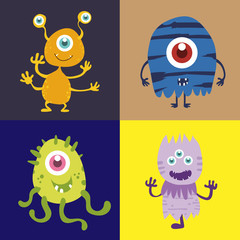Set of Cute monster cartoon character 002
