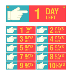 Numbers of days Left with hand banner for Sale or Retail