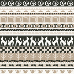 Seamless background with cats on stripes