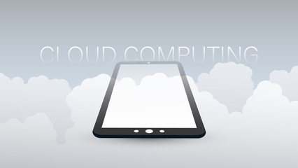 Cloud Computing Design Concept with Tablet PC and Clouds - Digital Network Connections, Technology Background