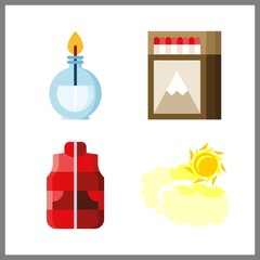 4 danger icon. Vector illustration danger set. burner and matches icons for danger works