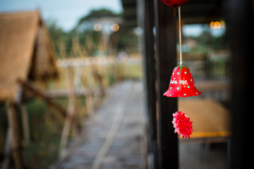 Bell, red outstanding, on the terrace