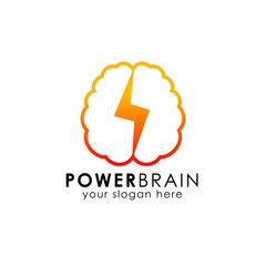 power brain logo design template. thunder brain logo design vector icon
