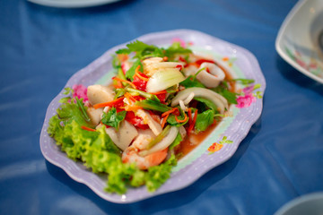 Sea food with spicy, Thai people love to eat.