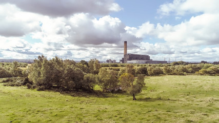 Aerial image of Longannet power station on the north coast of the Firth of Forth in Scotland, near Kincardine. Now disused and in the process of being demolished.