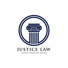 pillar logo design template. justice law and attorney logo design template in the circle