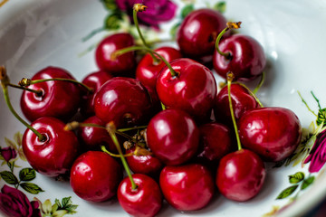 fresh cherries in a bowl