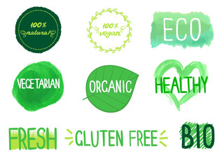 Eco and bio lables collection. Vector illustration