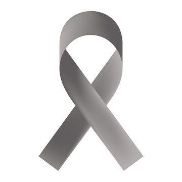 Gray ribbon isolated on white background. Borderline personality disorder, diabetes, asthma and brain cancer awareness symbol. Vector illustration