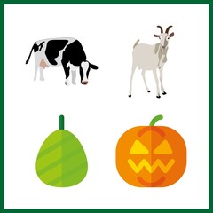 farm icons set. ranch, background, larva and chrysalis graphic works