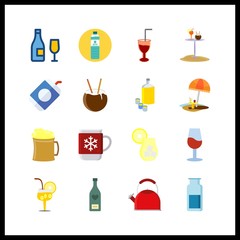 16 beverage icons set