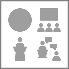 4 discussion icon. Vector illustration discussion set. stats and lecture icons for discussion works