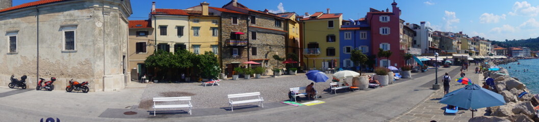 Plakat Altstadt von Piran in Slowenien am Adriatischen Meer
