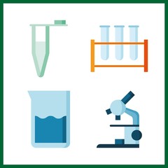 4 discovery icon. Vector illustration discovery set. beaker and microscope icons for discovery works