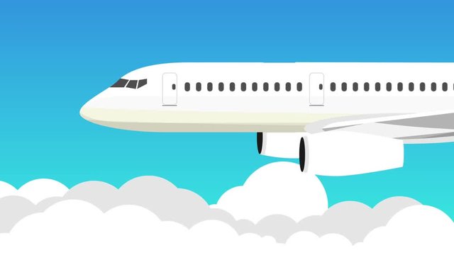 plane, airplane, aircraft, heart, travel, sky, jet, cloud, blue, illustration, background, airline, flight, air, vector, transport, fly, aviation, clouds, line, abstract, business, loop, liner, concep