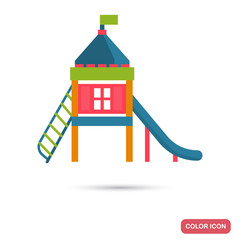 Children slide color icon in flat design