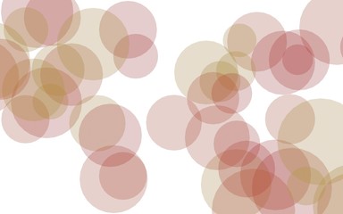 Multicolored translucent circles on a white background. Red tones. 3D illustration