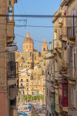 Fototapeta na wymiar Senglea, Malta. Street overlooking the city of Birgu