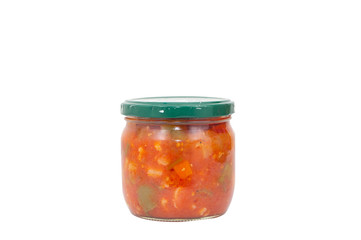 Piedmont appetizer jar, Italian food, in the foreground on a white background