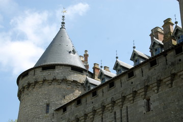 Ville de Combourg, tourelle du château de Combourg (XIIe-XVe) classé Monument Historique, département d'Ille-et-Vilaine, Bretagne, France
