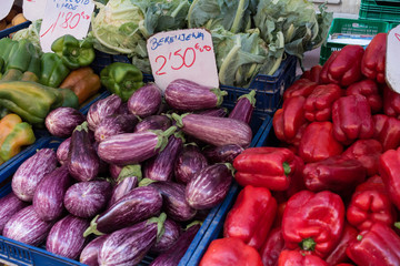 Different kind of vegetables in spanish street market