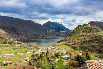 the Turano lake and the small village of Castel di Tora