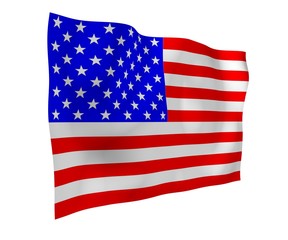 Obraz premium Waving flag of the United States of America. Stars and Stripes. State symbol of the USA. 3D illustration
