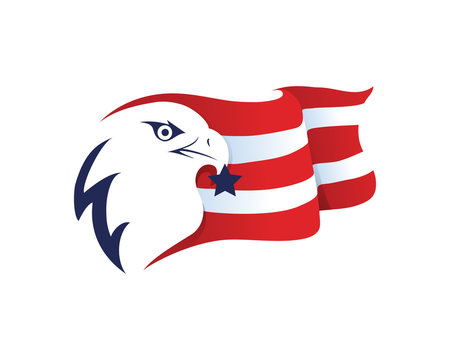 Patriotic American Eagle Logo In Isolated White Background