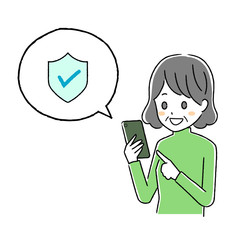 スマホを操作するシニア女性