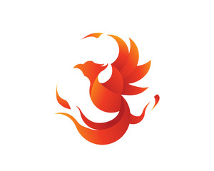 Flaming Phoenix Logo in Isolated White Background