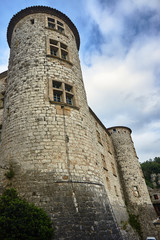 Obraz premium Tower of medieval stone castle in Vogue in France...