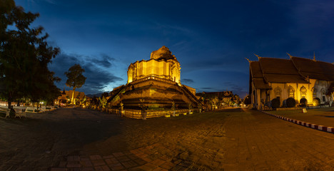 Wat Chedi Luang Temple in Chiang Mai, Thailand.