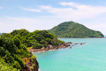 Island and clean sea at Nang Phaya Hill Scenic Point located at Chanthaburi Thailand